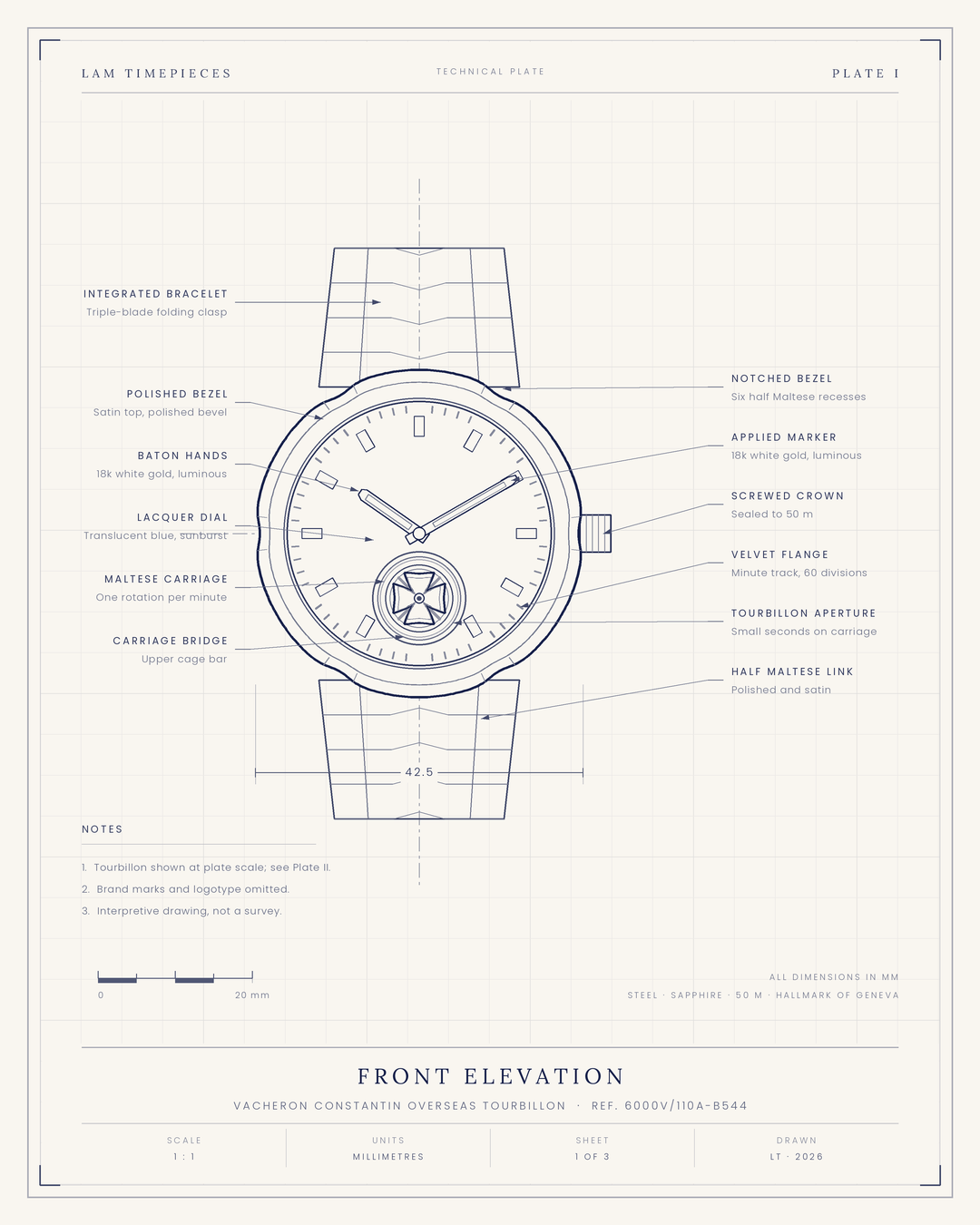Vacheron Constantin Overseas 6000V — front elevation