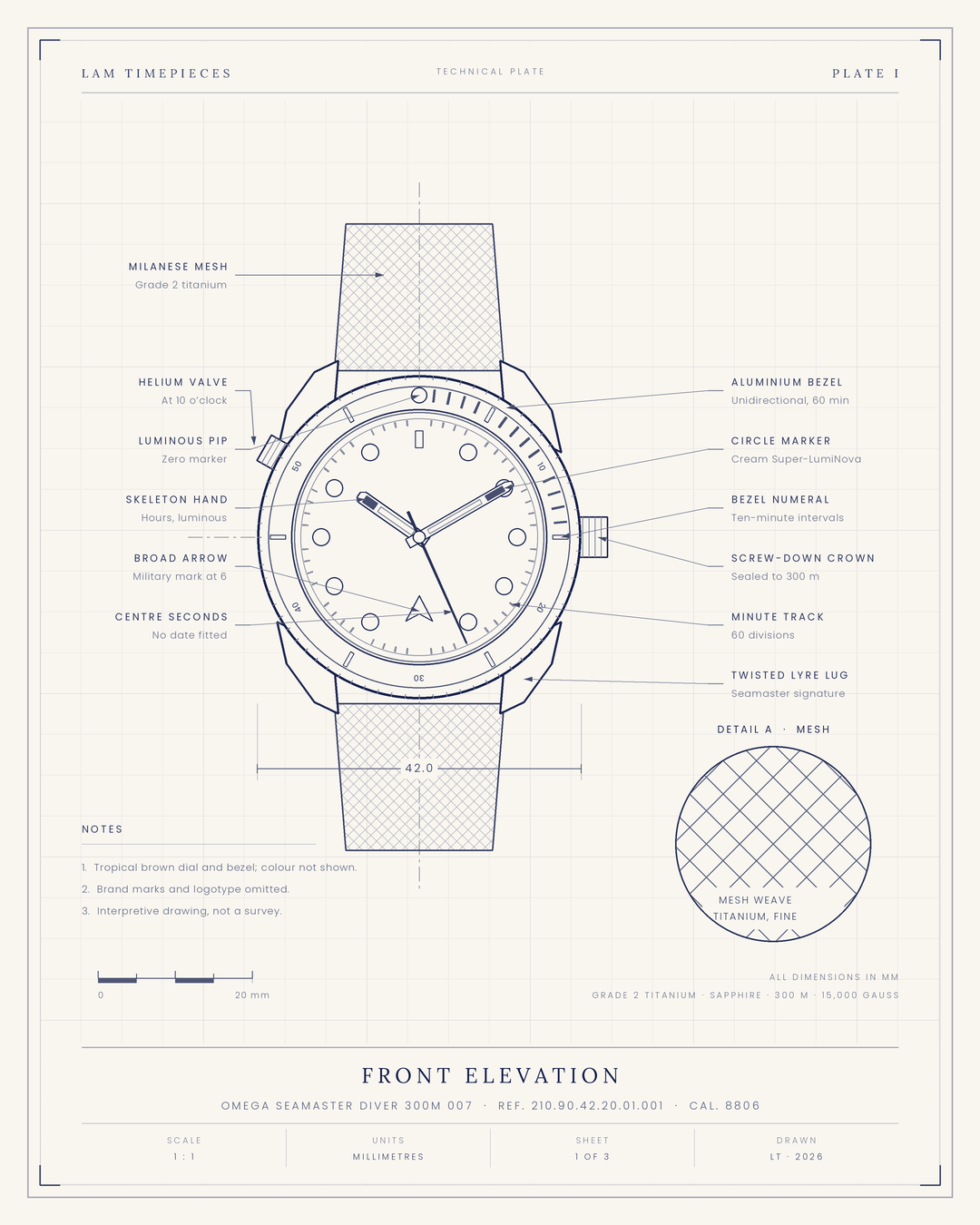 Omega Seamaster No Time to Die — front elevation